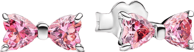 Sterling Silver Sparkling Bow Stud Earrings