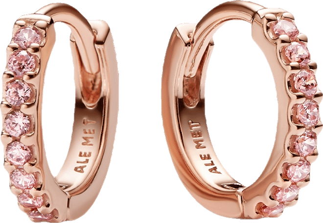 Gold-Plated Sparkling Pink Huggie Hoop Earrings