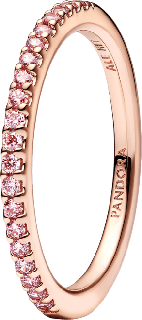 Gold-Plated Sparkling Pink Band Ring