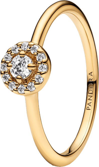 Gold-Plated Round Pave Halo Ring