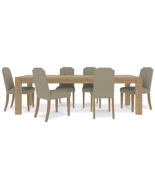 7pc Dining Set (Davie Rectangular Table & 6 Hinsen Chairs)
