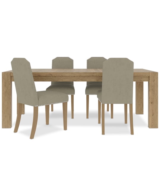 5pc Dining Set (Davie Rectangular Table & 4 Hinsen Chairs)