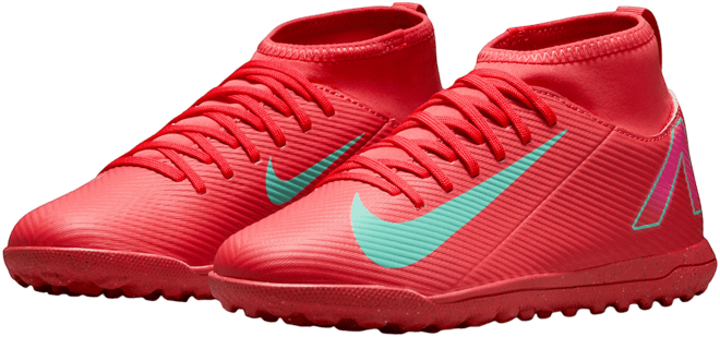 Nike Jr. Mercurial Superfly 10 Club รองเท้าฟุตบอลหุ้มข้อสูงเด็กเล็ก/เด็กโตสำหรับพื้นสนามหญ้าเทียมสั้น