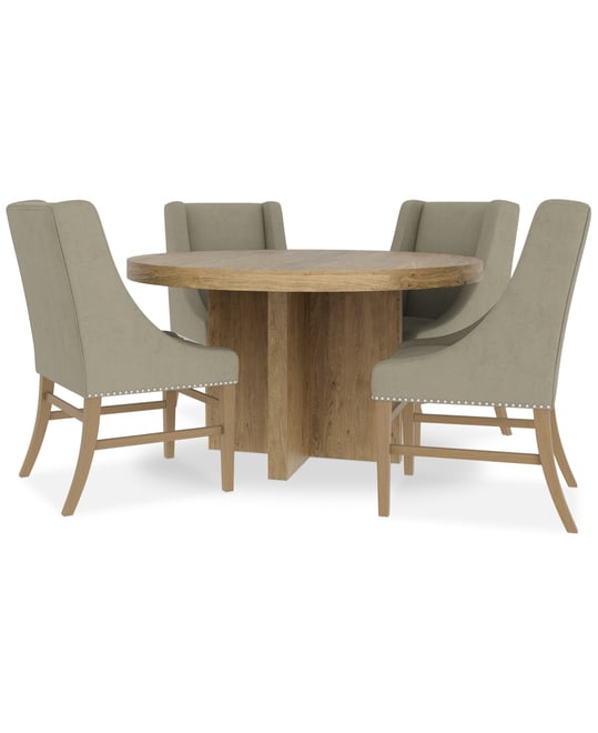 5pc Dining Set (Davie Round Table & 4 Nelin Chairs)