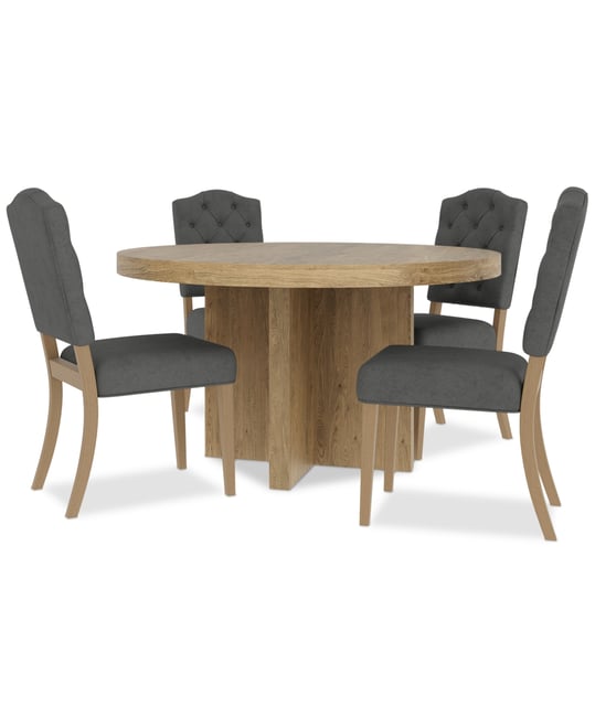 5pc Dining Set (Davie Round Table & 4 Jesilyn Chairs)