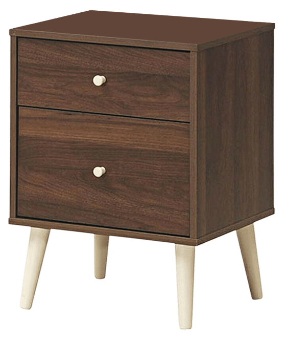 Nightstand 2-Drawer Beside End Side Table w/Rubber Legs Oak Finish