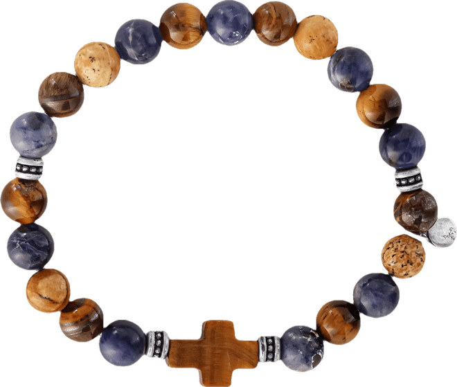 Lucky Brand Sodalite Bead Stretch Bracelets with Cross Accents