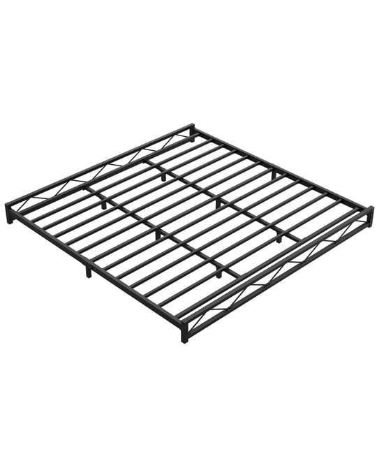King Size Bed Frame, Metal Low Platform Bed Frame, with Wavy Pattern, Metal Slat Support