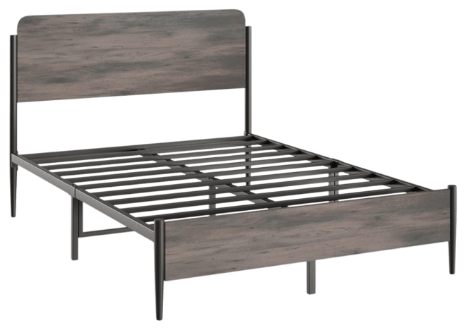 Queen Bed Frame with Wooden Headboard and Footboard,Metal Queen Size Bed Frame