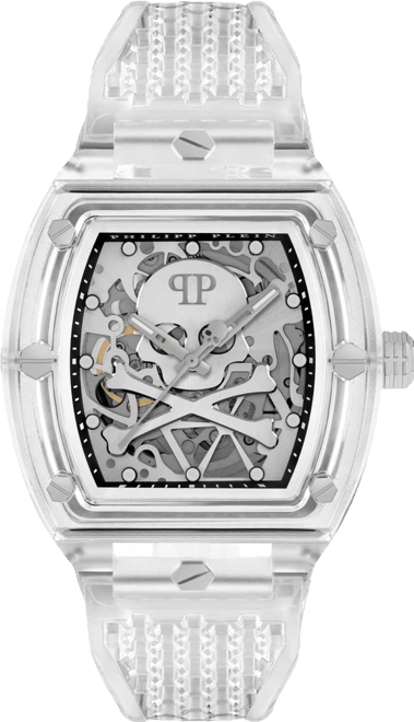 Men's Automatic Skeleton Transparent Tpu Strap Watch 44x56mm