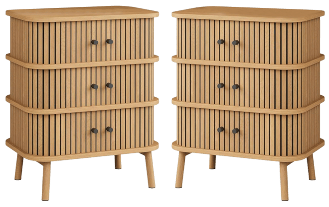 6 Drawer Dresser, Horizontal Chests of Double Drawers for Bedroom, Mid Century Dresser with Black Handles and Wooden Legs, Storage Drawer Organizer fo