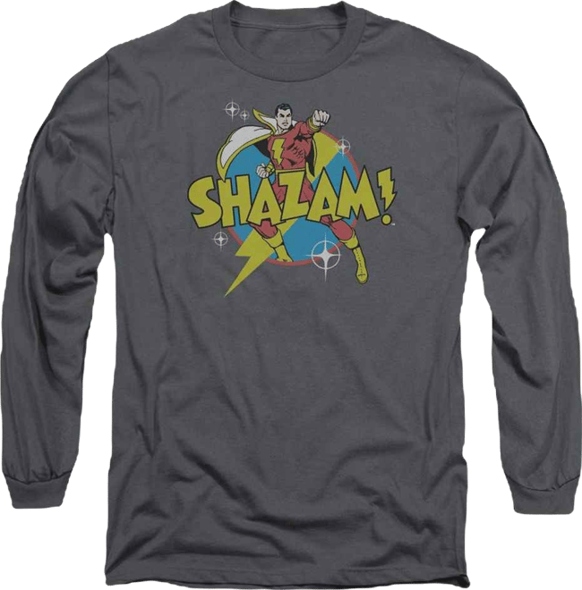 Men's Dc Comics Shazam Power Bolt Long Sleeve Adult Tee / T-Shirt