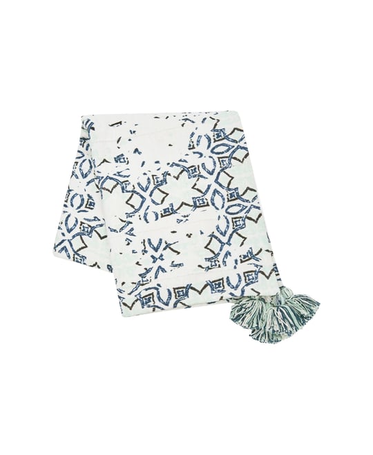 50" x 60" Esha Blue & White Damask Pattern Super Soft Cozy Accent Throw Blanket