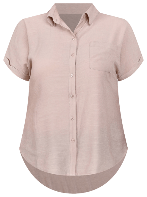 Short Sleeve Woven Front-Jersey Back Top