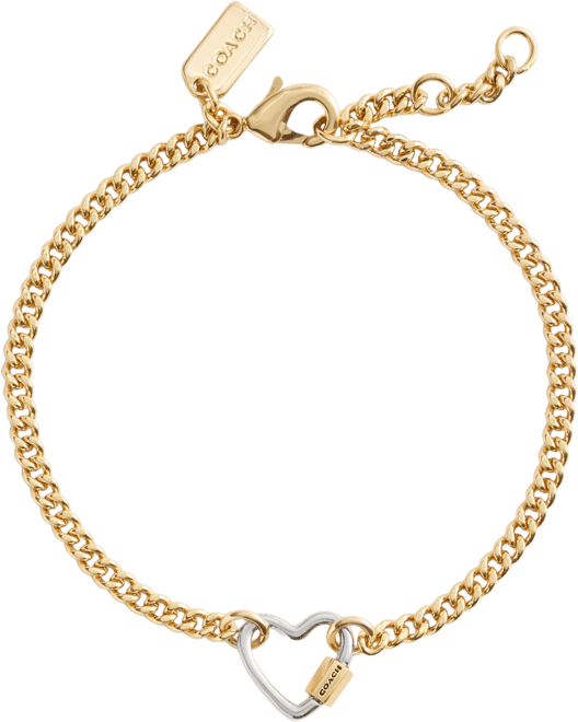 Two-Tone Signature Carabiner Heart Link Bracelet