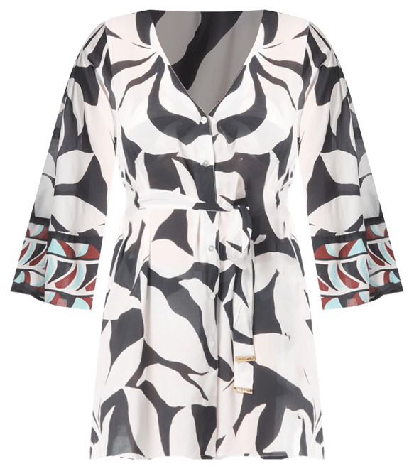 Women's Printed Front-Tie Robe Swim Cover-Up