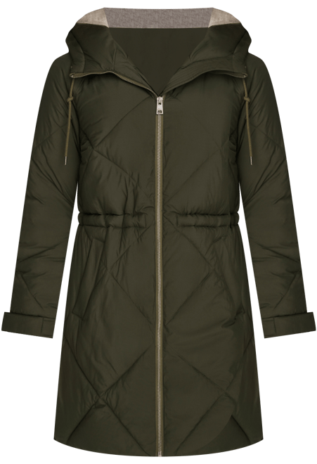 Women's Diamond Quilted Cinch Waist Parka Jacket