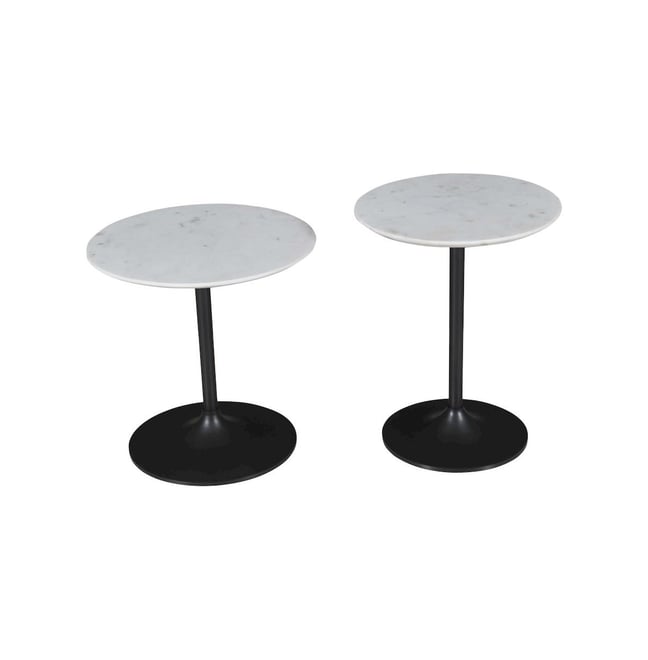 Camille Solid Marble and Iron Modern Luxury Accent Tables (Set of 2)