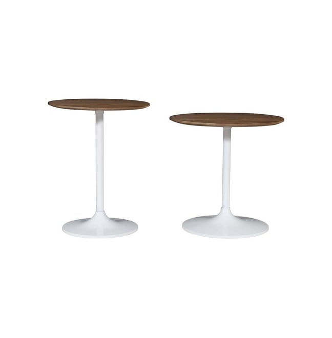 Remy Solid Wood and Iron Modern Pedestal Accent Tables (Set of 2)