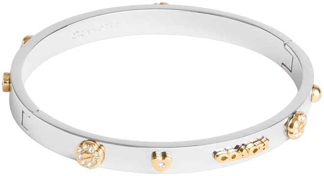 Faux Stone Signature Mixed Motif Bangle Bracelet