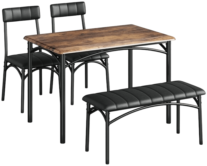 Dining Table Set for 4, Kitchen Table with Upholstered Bench and 2 Chairs, Kitchen Table and Chairs Set, for Small Space, Apartment, Home, Kitc