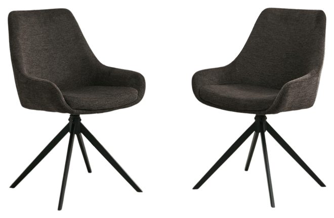 Swivel Dining Chairs Set of 2, Mid Century Modern Dining Room Chairs with Metal Frame, Linen Upholstered Back Side Chair