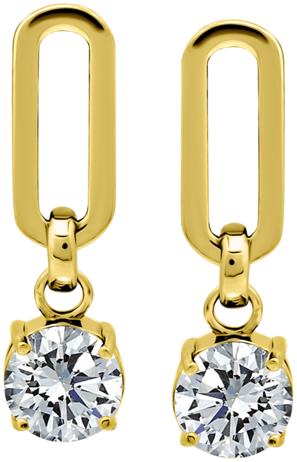 Cubic Zirconia Oval Drop Earrings in 18k Gold-Plated Sterling Silver, Created for Macy's (Also Available in Sterling Silver)