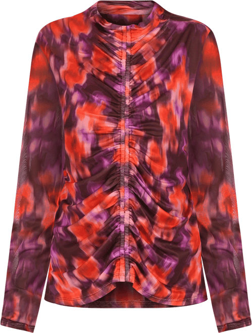 Bunulu Womens Mesh Ruched Front Top