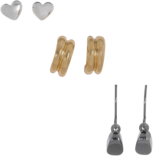 Nine West 3 Pc Trio Tone Earring Set
