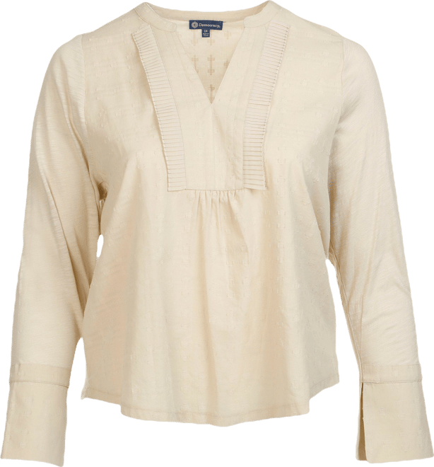 Democracy Plus Long Sleeve Split Neck Top