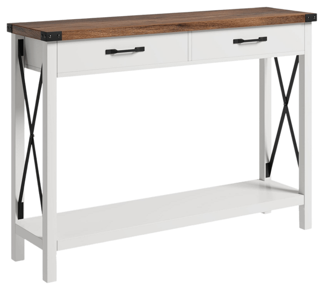 Console Table with 2 Drawers, Farmhouse Sofa Table with Storage Shelf, Accent Wood Entryway Table for Living Room, Hallway, Foyer-Black