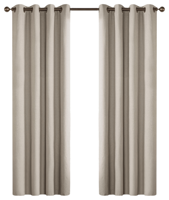 Linen Blend Total Blackout Grommet Curtains Pair, 52"X84"