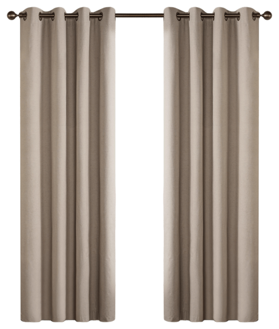 Linen Blend Total Blackout Grommet Curtains Pair, 52"X96"