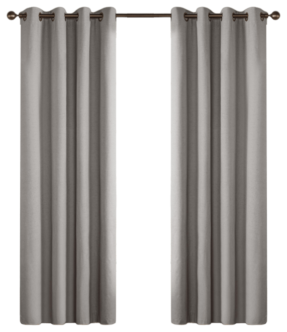 Linen Blend Total Blackout Grommet Curtains Pair, 52"X96"
