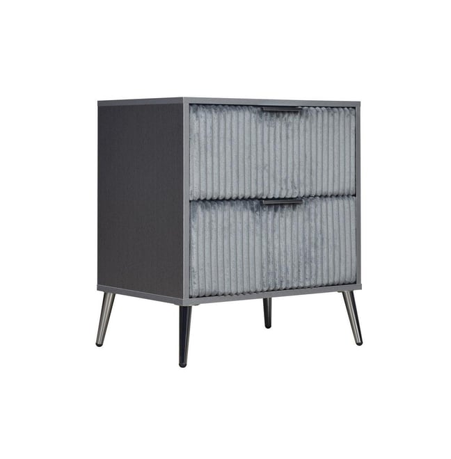 Nightstand with 2 Ribbed Soft Upholstered Drawers for Stylish Storage