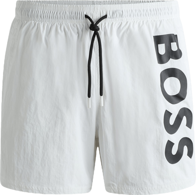 Boss by  Men's Vertical-Logo Quick-Dry Poplin Swim Shorts