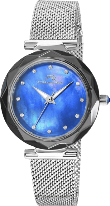 Hazel Stainless Steel Silver Tone & Blue Women's Watch 1272AHAS