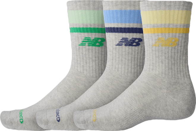 New Balance Unisex Everyday Stripe Midcalf 3 Pack