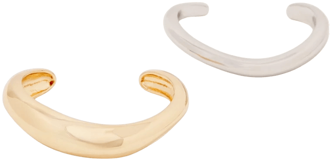 Silver + Gold Sculptural Cuff 2 Pack