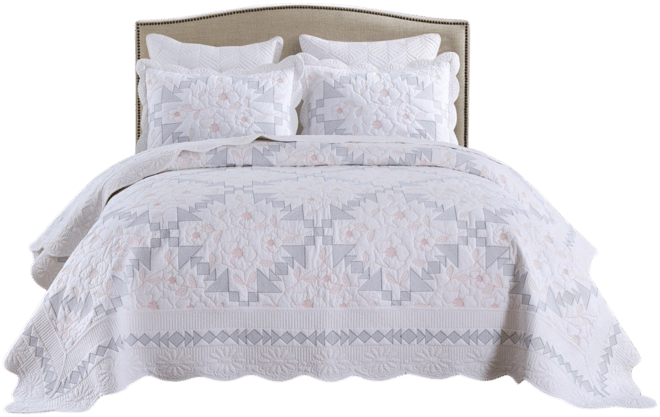 3-Piece 100% Cotton Geometric Splicing Oversized Bedspread SetLightweight Quilt Set Queen