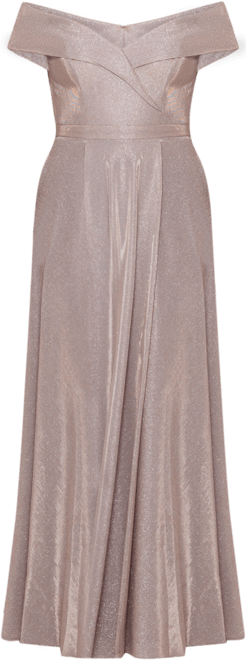 Plus Size Off-the-Shoulder Glitter Gown