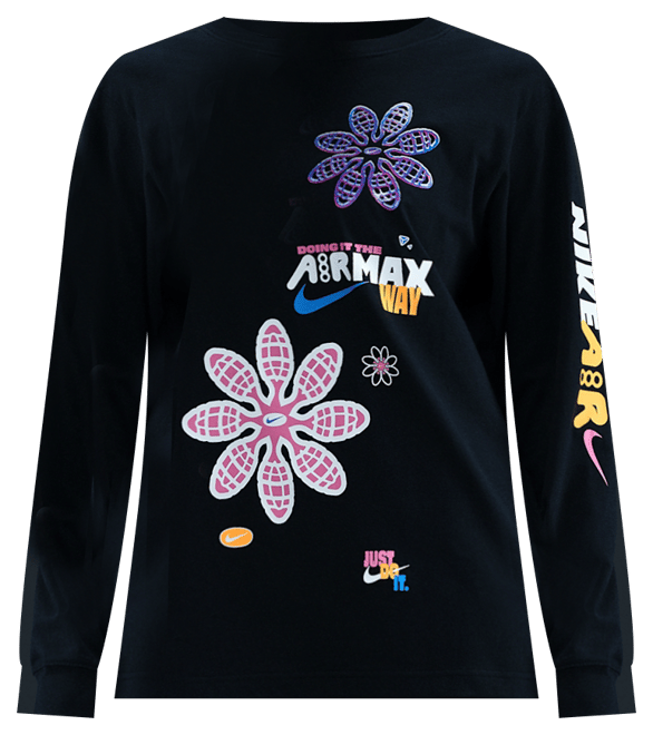 Nike Sportswear Løs, langærmet-T-shirt med grafik til kvinder