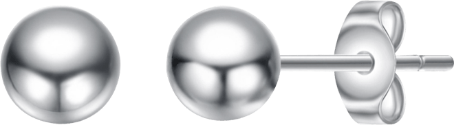 Sterling Silver White Gold Plated Round Ball Stud Earrings