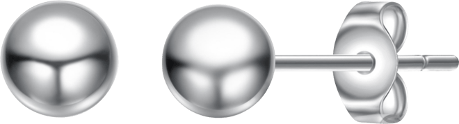 Sterling Silver White Gold Plated Round Ball Stud Earrings