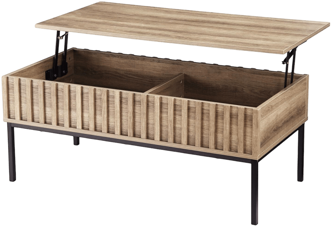 Lift Top Coffee Table, Extendable Dining Room Table for Living Room with Storage Shelf and Hidden Compartment, Mid Century Modern Coffee Tables