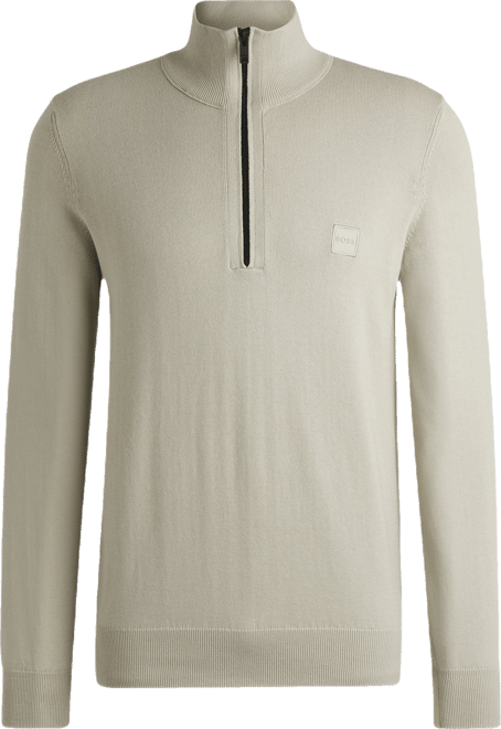 Boss by  Men's Logo Patch Zip-Neck Sweater