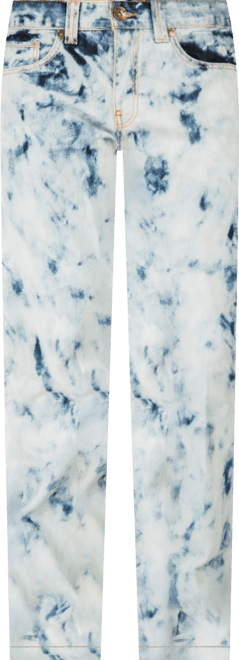 Men's Abstract Bleached Wash Slim Straight Premium Jeans