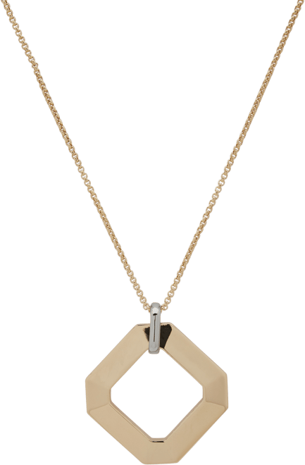 Two-Tone Faceted Geometric 36" Adjustable Pendant Necklace