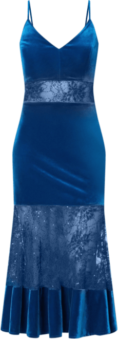 Women's Velvet Lace Midi Dress