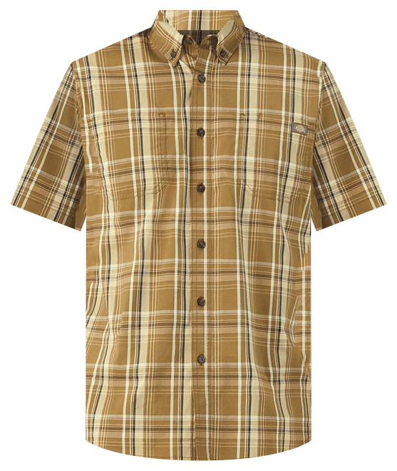 Dickies Flex Mens Relaxed Fit Short Sleeve Plaid Button-Down Shirt